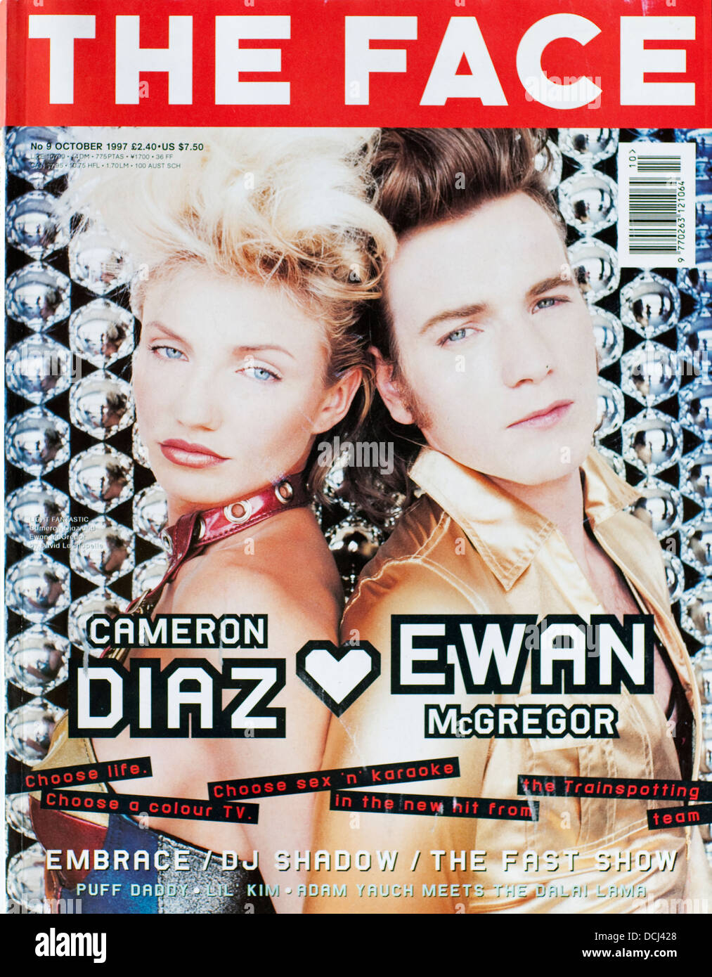 The face Magazine - octobre 1997, Cameron Diaz & Ewan McGregor - usage éditorial uniquement Banque D'Images