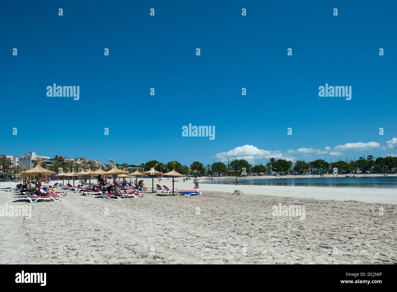 Plage de Marina Port Alcudia, Majorque, Baleares, Espagne Banque D'Images