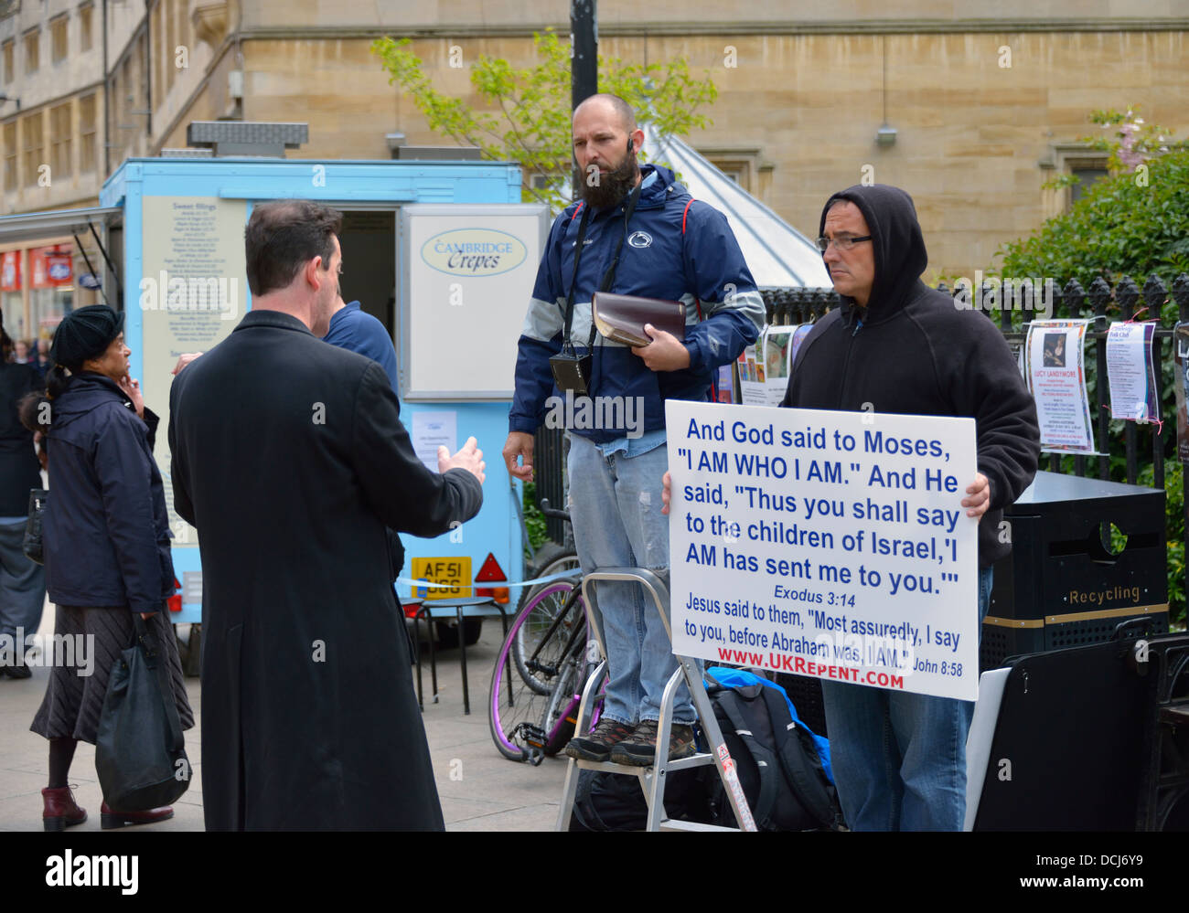 UKREPENT Street Preachers. Trumpington Street, Cambridge, Cambridgeshire, Angleterre, Royaume-Uni, Europe. Banque D'Images