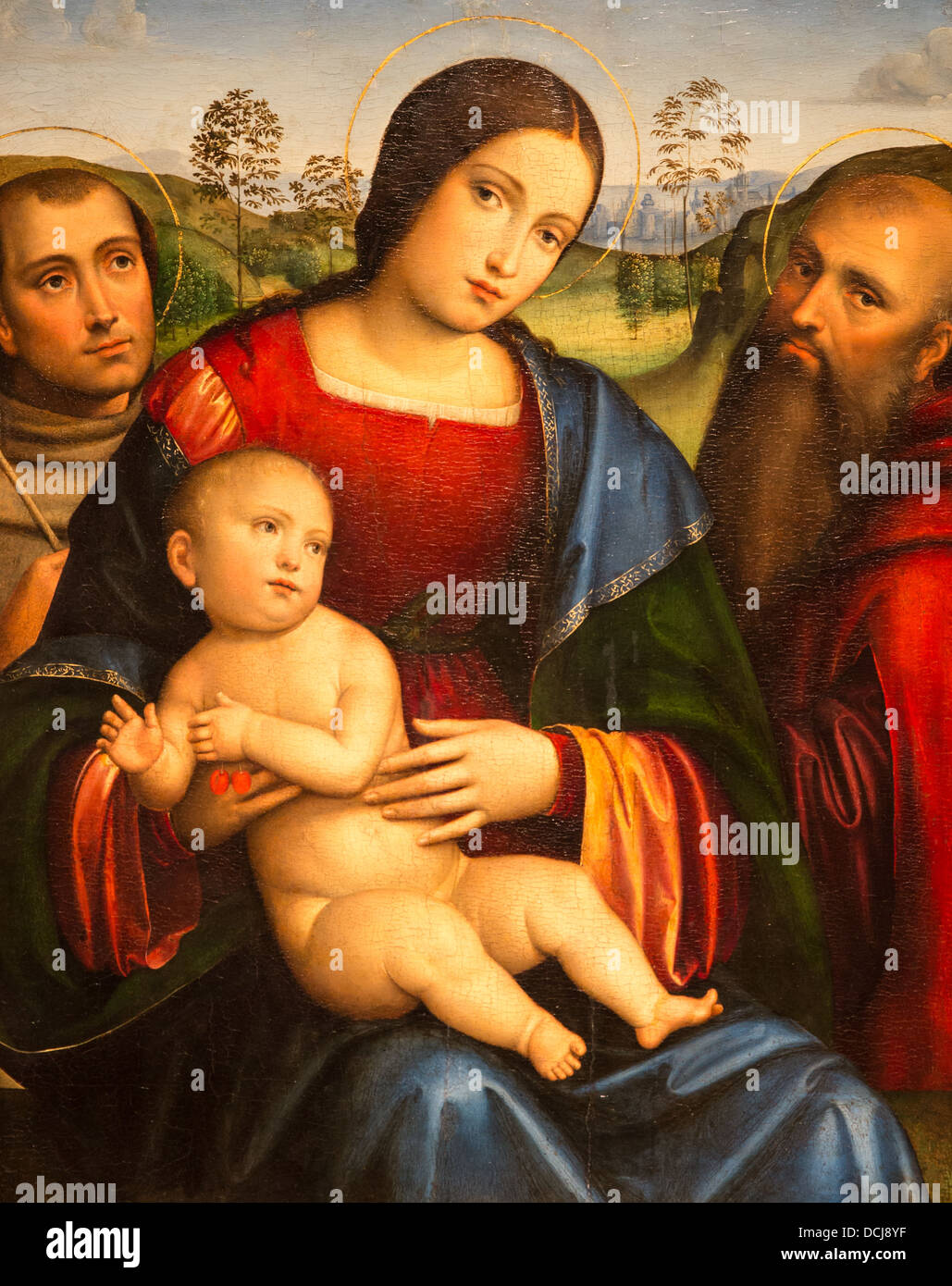 Vierge à l'enfant avec Saint François et Jérôme Francesco Francia - Metropolitan Museum of Art - New York Tempera sur bois Banque D'Images