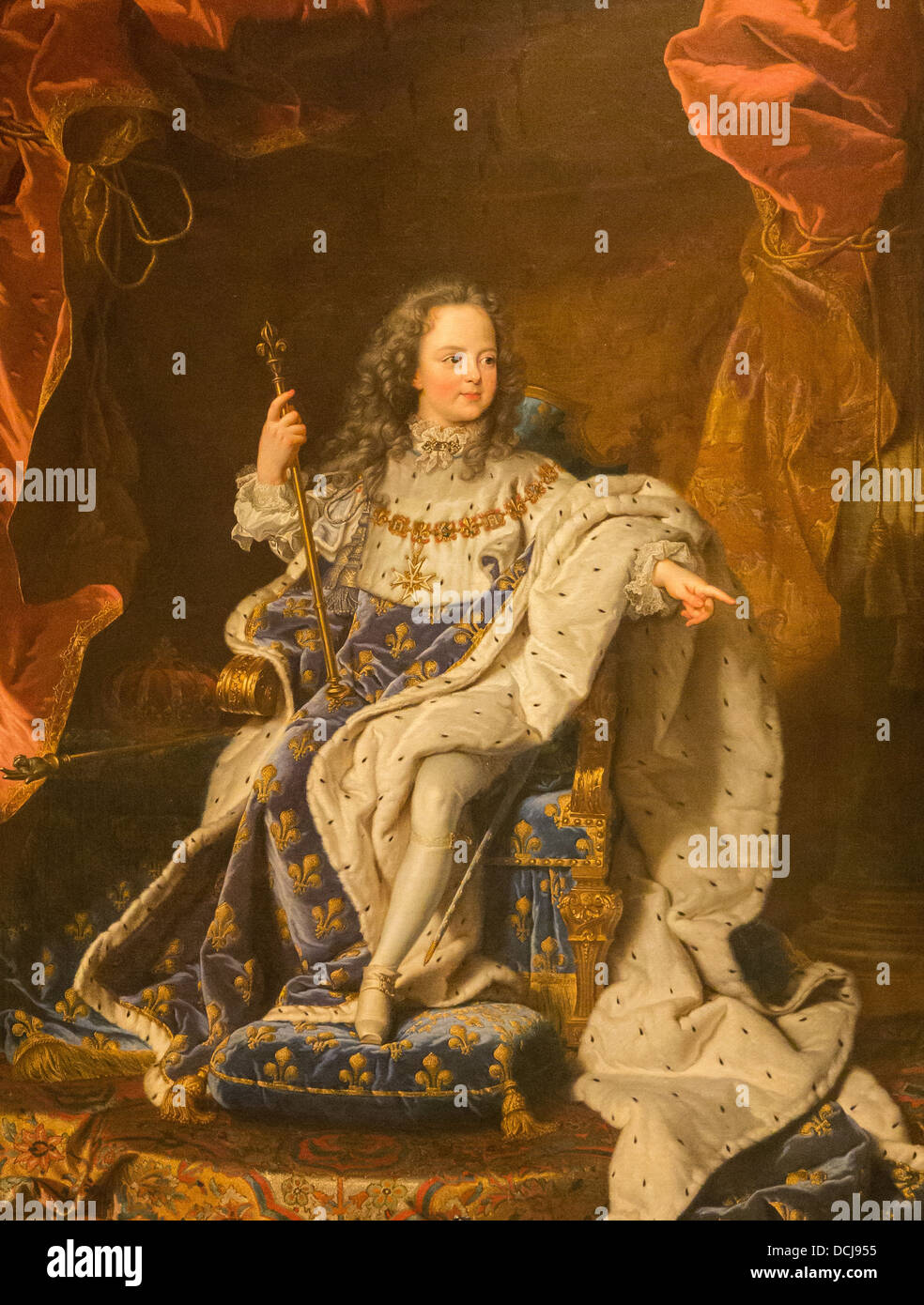 18e siècle - Louis XV à l'âge de cinq ans dans le costume du Sacre - Hyacinthe Rigaud (1720) - Huile sur toile Banque D'Images