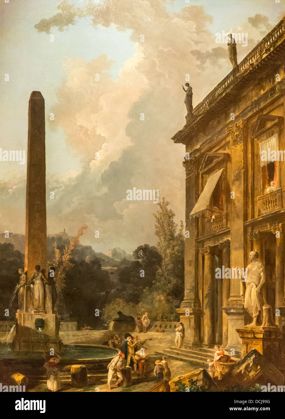 18e siècle - Wandering Minstrels - Hubert Robert (1777) - Metropolitan Museum of Art - New York - L'huile sur toile Banque D'Images