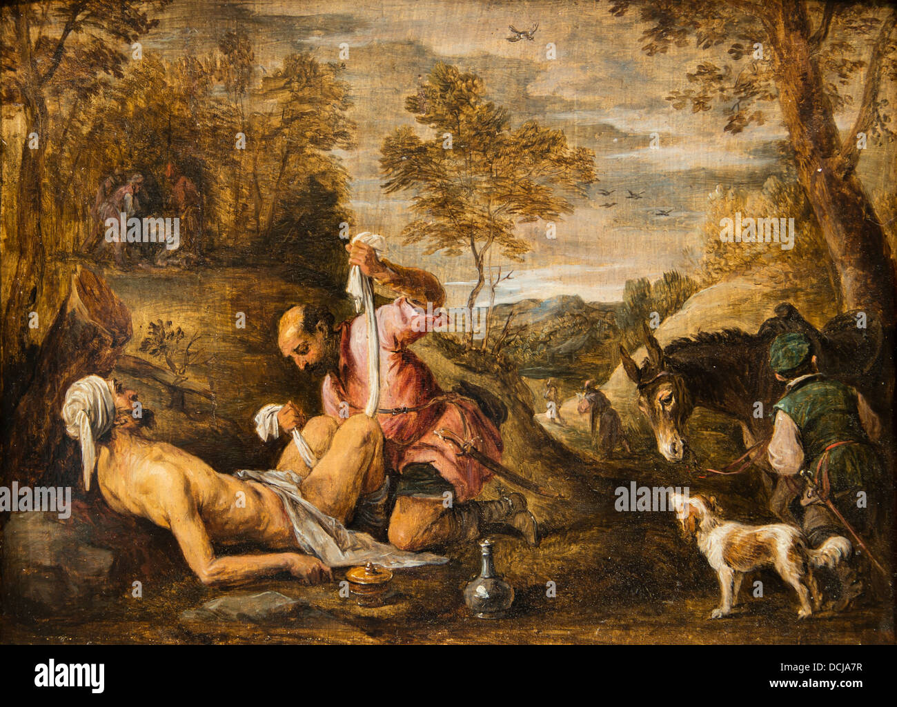 17e siècle - Le Bon Samaritain - David Teniers le Jeune (1650) - Metropolitan Museum of Art - New York Huile sur bois Banque D'Images