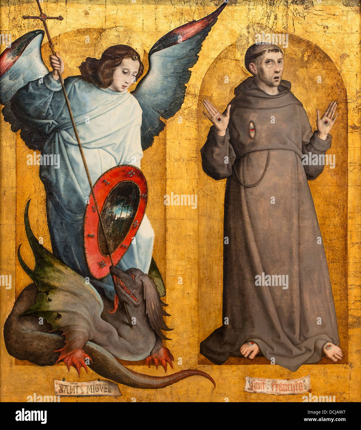 16ème siècle - Saint Michel et Francis, 1505 - Juan de Flandes Philippe Sauvan-Magnet / Active Museum Huile sur bois Banque D'Images