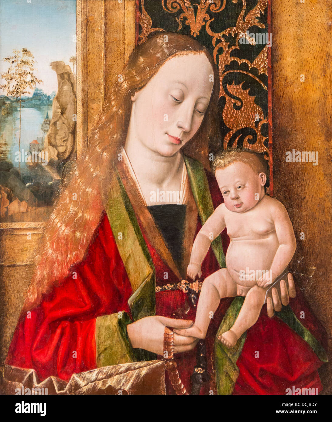 16e siècle - Vierge à l'enfant, 1500 - atelier ou d'un cercle de Hans Traut, Allemagne Huile sur bois Banque D'Images