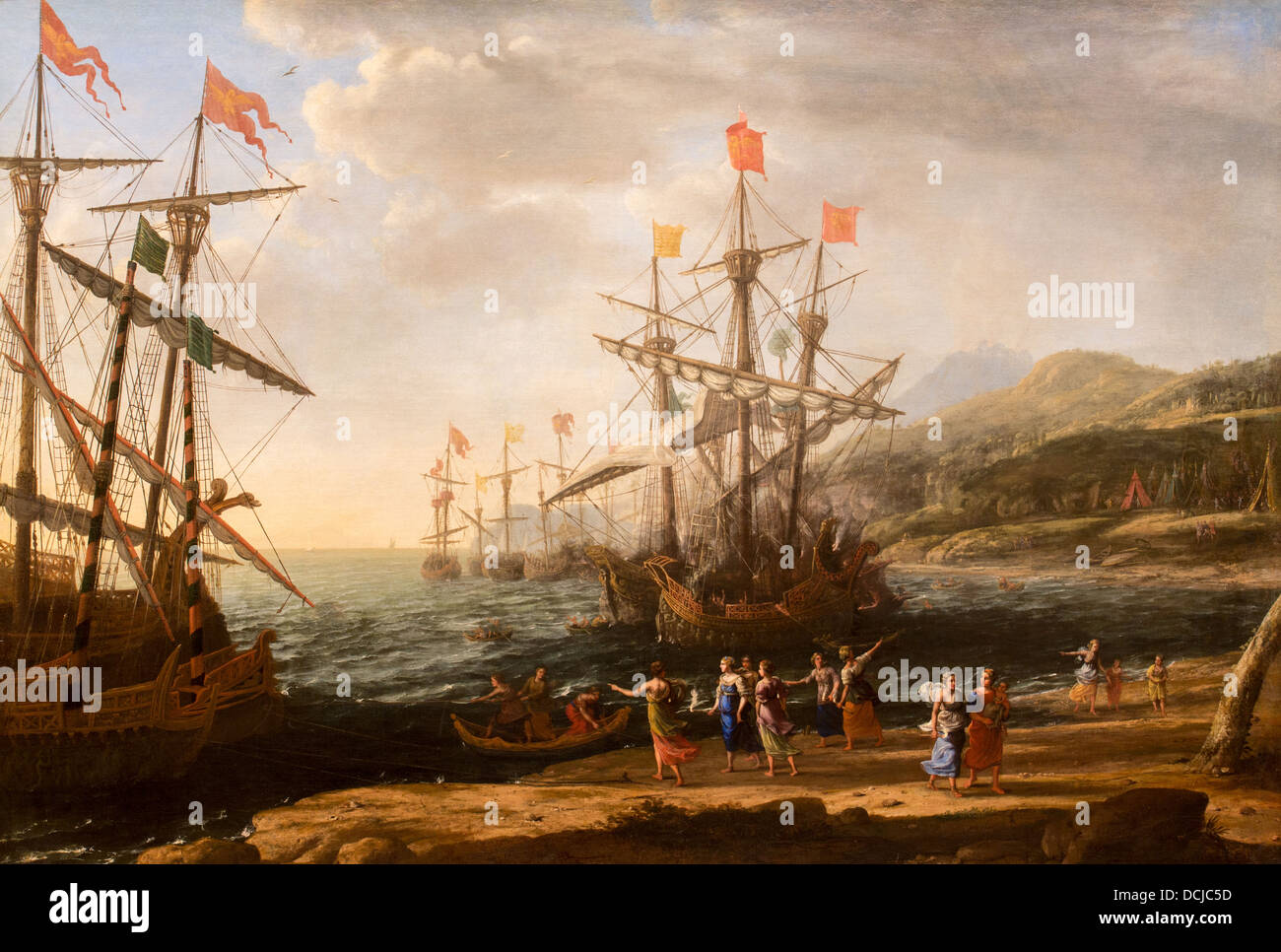 17e siècle - Les Troyennes de mettre le feu à leur flotte, 1643 - Claude Lorrain Philippe Sauvan-Magnet / Active Museum Banque D'Images