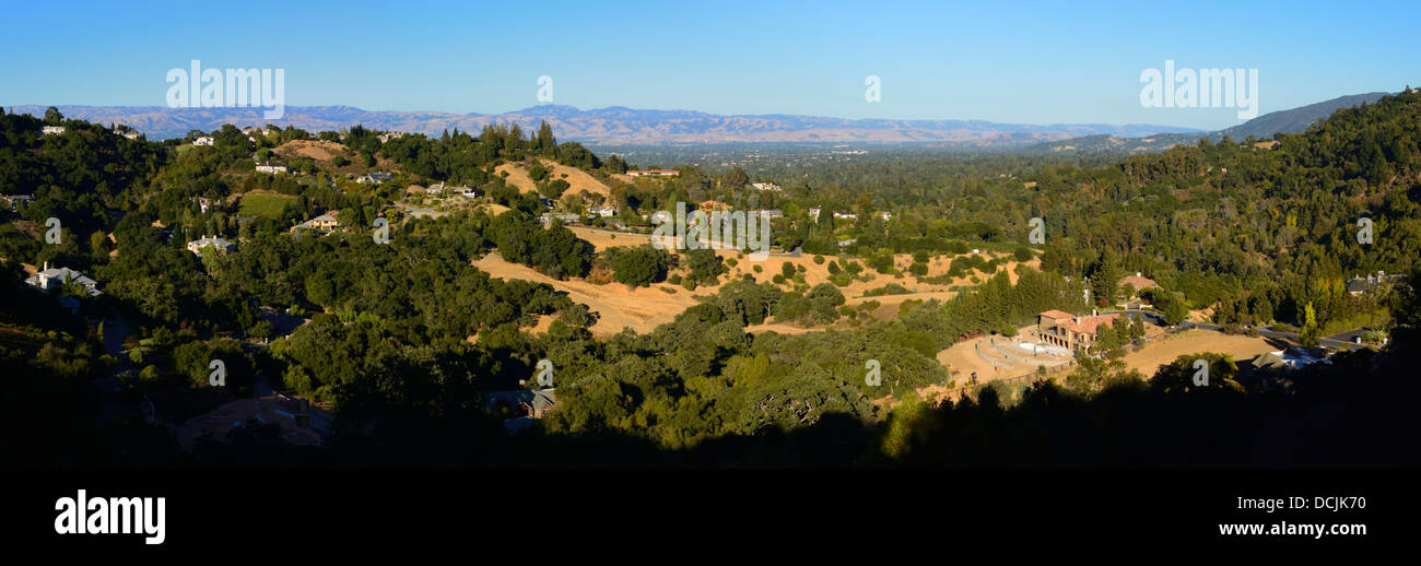 Le Saratoga Vallée vers San Jose, Californie, CA Banque D'Images