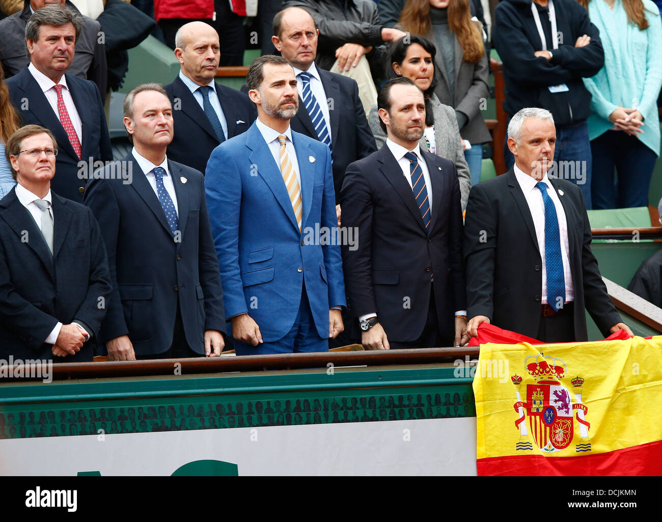 Le Prince Felipe d'Espagne à l'Open de tennis français. Banque D'Images