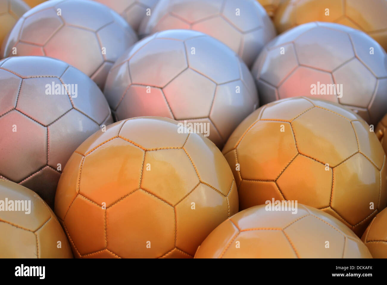 Les ballons de football Historique Banque D'Images