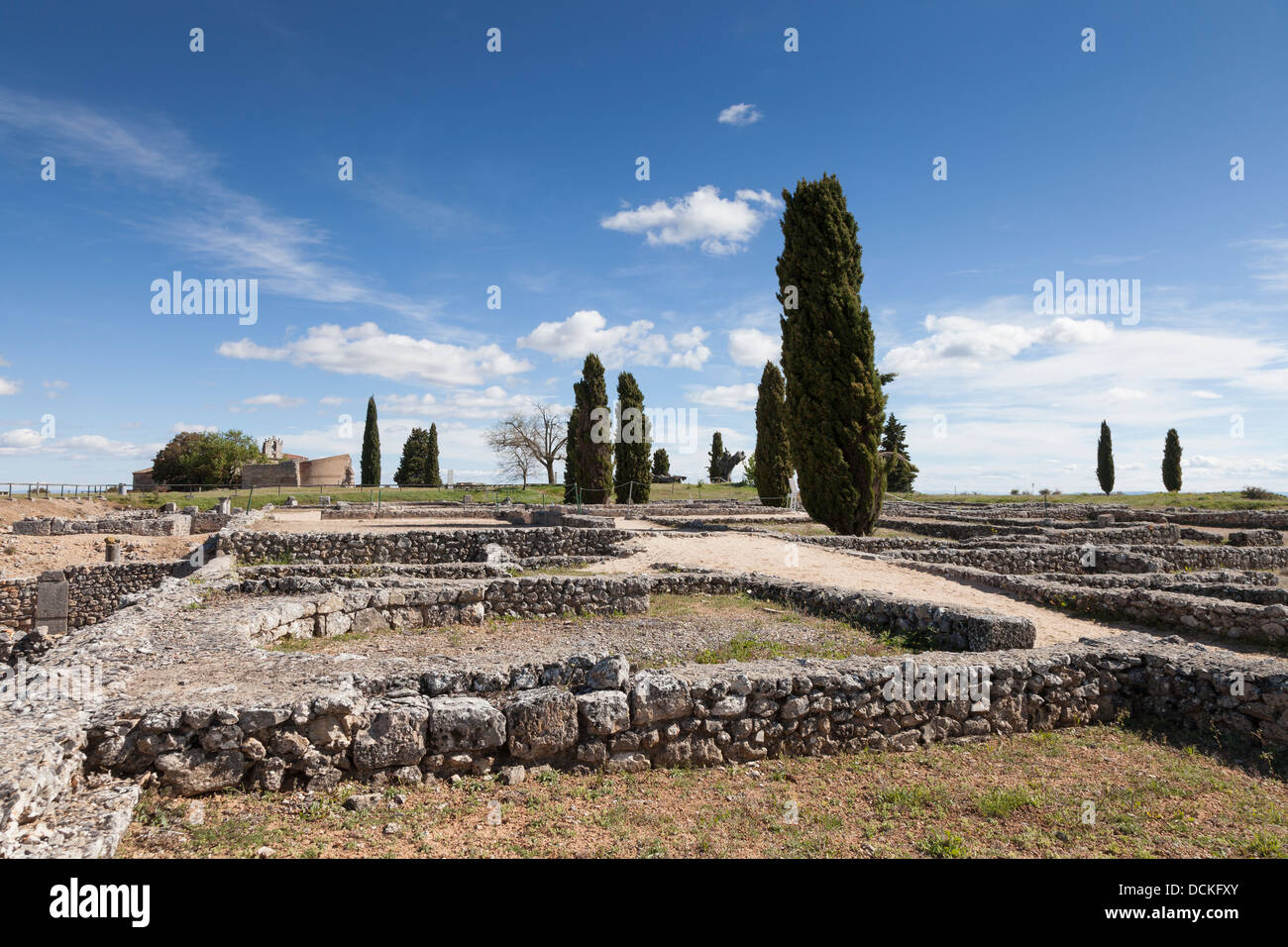 Vestiges de la maison au numéro 1 de la ville romaine de Clunia dans Burgos Province - Castille et León, Espagne Banque D'Images