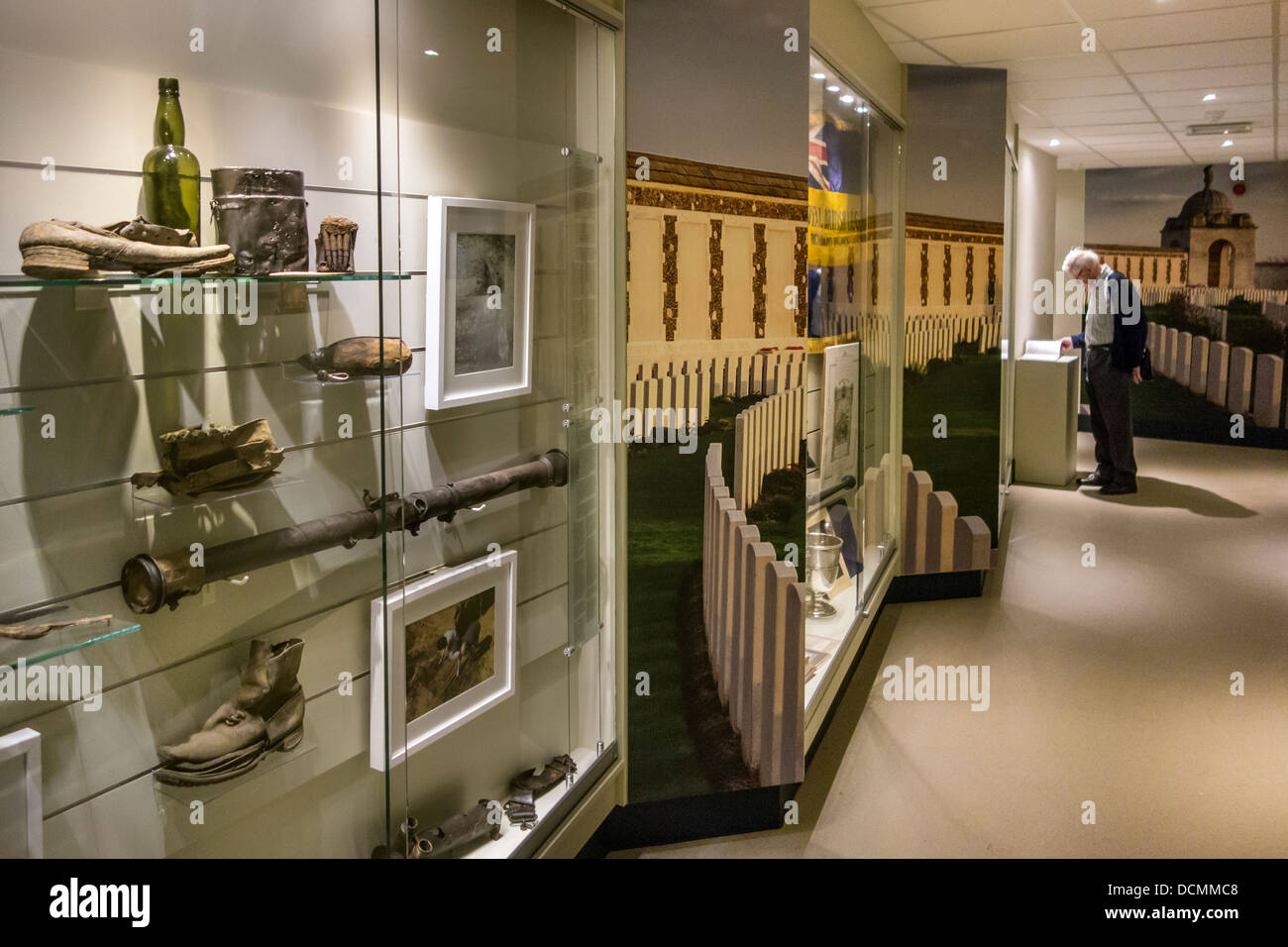 Collection de Première Guerre mondiale, on trouve dans la WW1 Memorial Museum Passchendaele 1917 à Zonnebeke, Flandre occidentale, Belgique Banque D'Images
