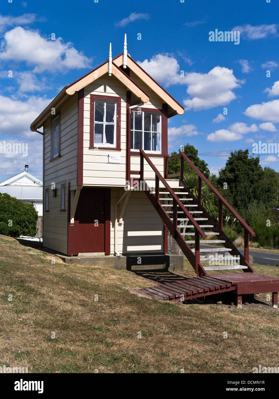 Dh Ohakune railway station NEW ZEALAND OHAKUNE Railway signal fort en bois Construction Banque D'Images