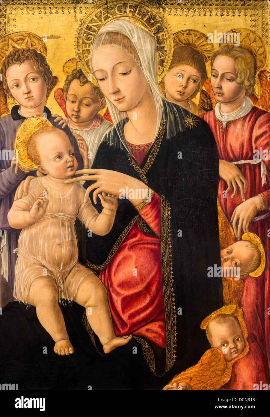 15e siècle - Vierge à l'enfant avec les anges et les Chérubins, 1440 - Matteo di Giovanni Philippe Sauvan-Magnet / Active Museum Banque D'Images