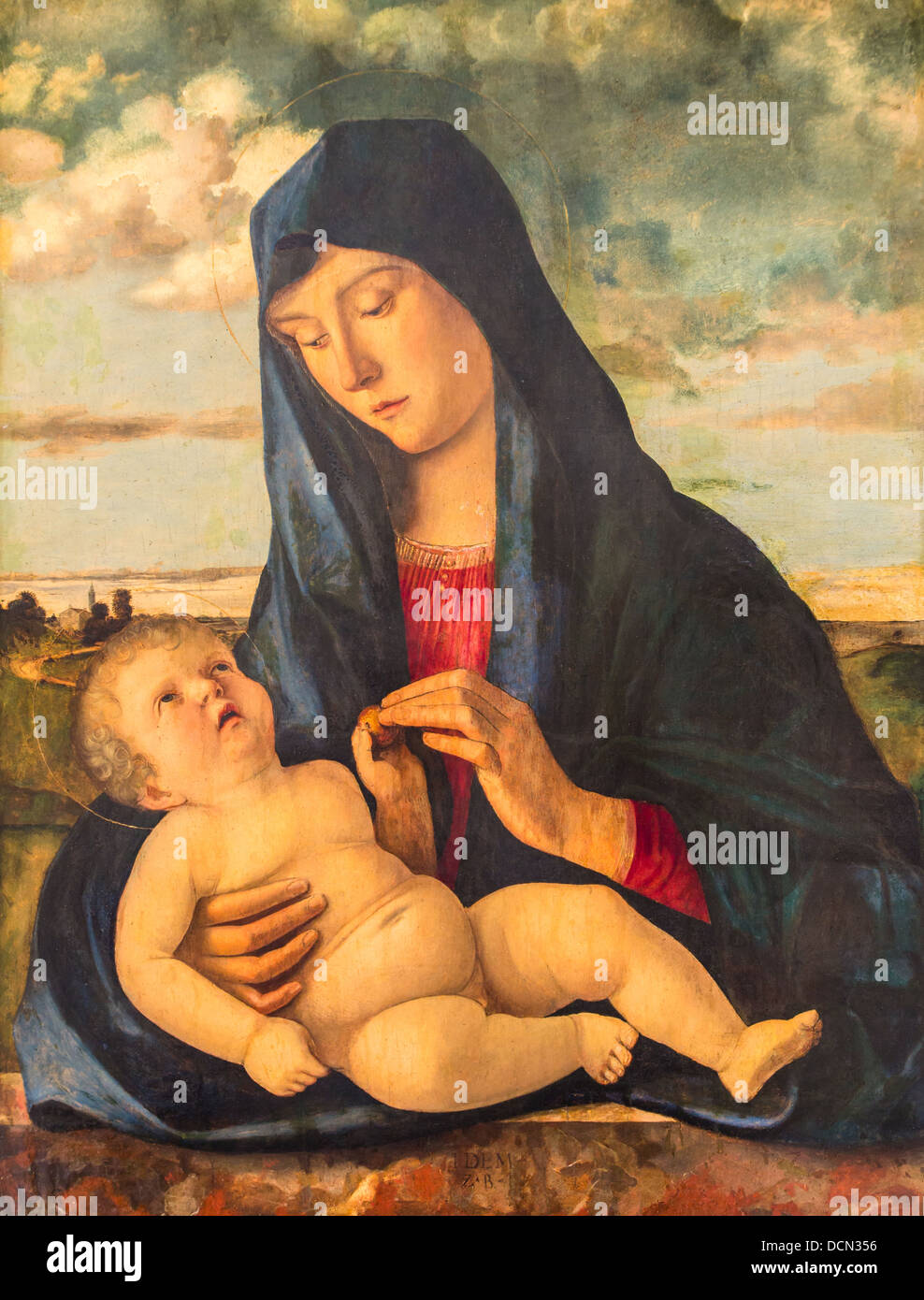 15e siècle - Vierge à l'enfant dans un paysage, 1480 - Giovanni Bellini Philippe Sauvan-Magnet / Active Museum Banque D'Images