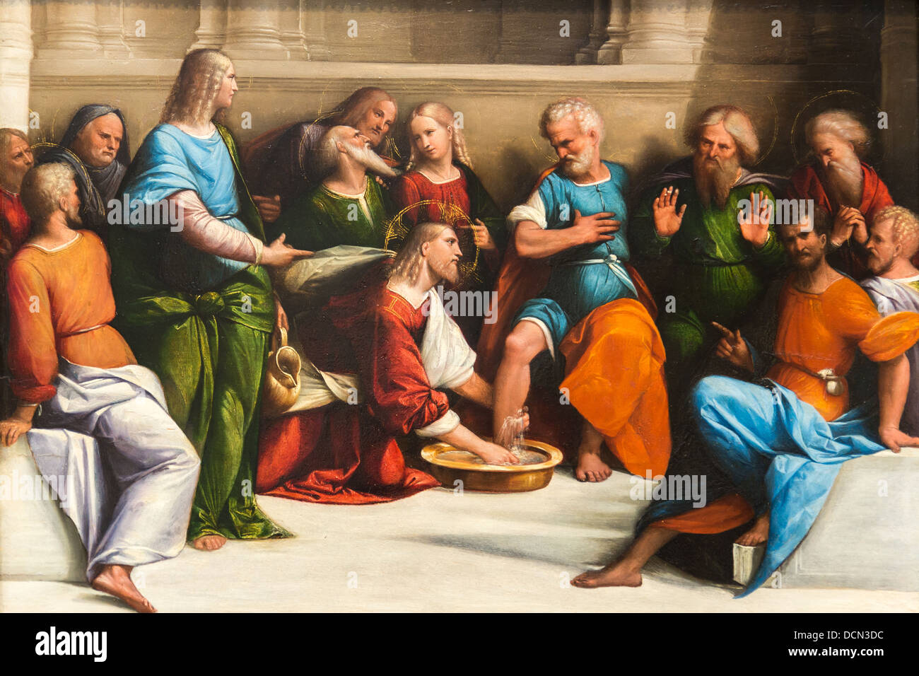 16e siècle - Le Christ lave les pieds de Ses disciples, 1520 - Benvenuto Tisi ou Il Garofalo Banque D'Images