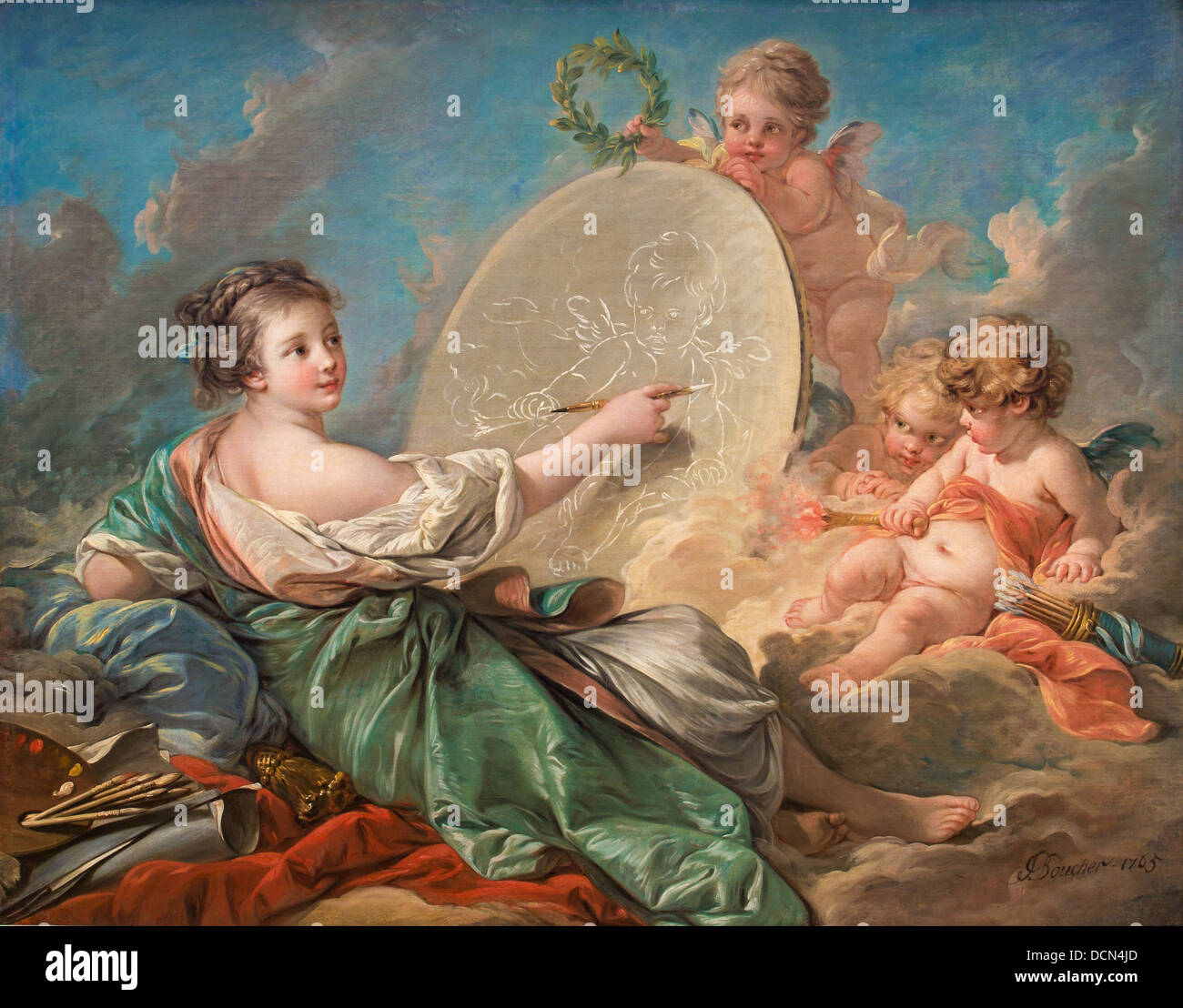 18e siècle - Allégorie de la peinture, 1765 - François Boucher Philippe Sauvan-Magnet / Active Museum Banque D'Images