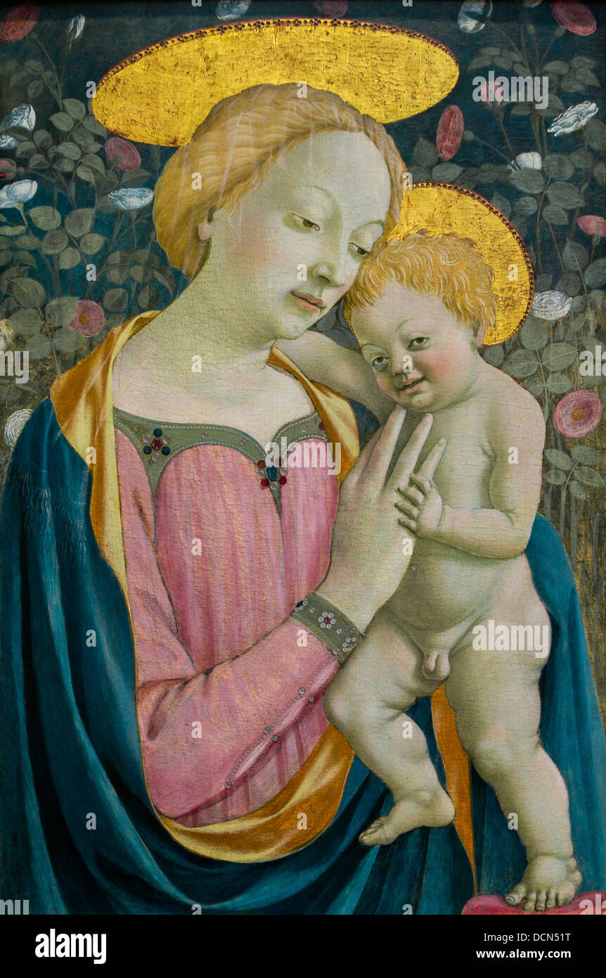 15e siècle - Vierge et l'enfant, 1445 - Domenico Veneziano Philippe Sauvan-Magnet / Active Museum Banque D'Images 15e siècle - Vierge et l'enfant, 1445 - Domenico Veneziano Philippe Sauvan-Magnet / Active Museum Banque D'Images