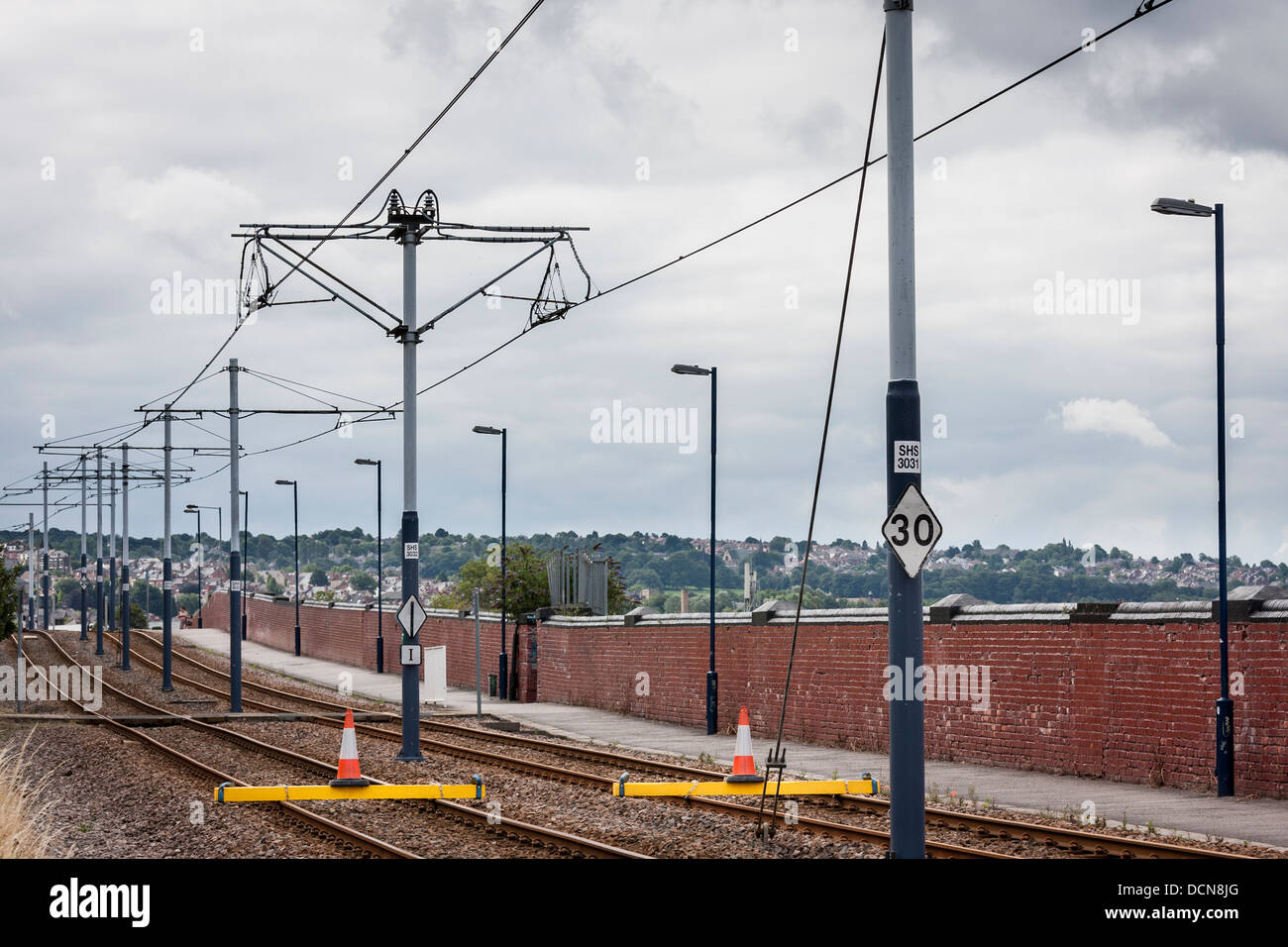 Fermeture temporaire de la ligne de tramway Sheffield Banque D'Images