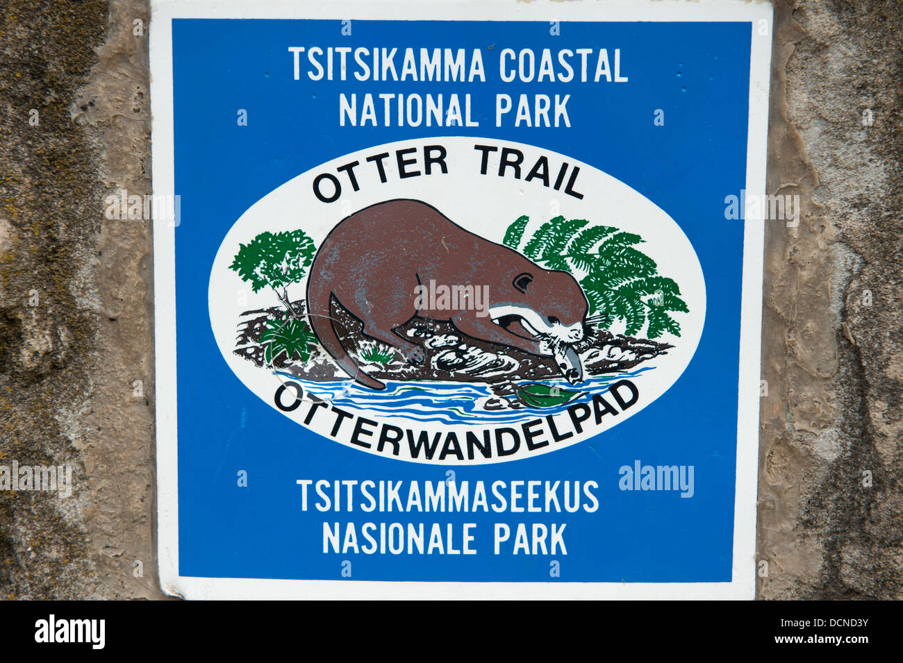 Panneau de l'Otter Trail, Garden Route, Tsitsikamma National Park, Afrique du Sud Banque D'Images