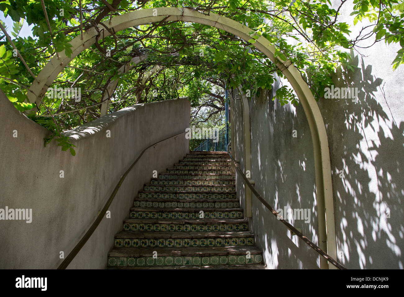 San Antonio, Texas - un escalier au San Antonio Riverwalk. Banque D'Images