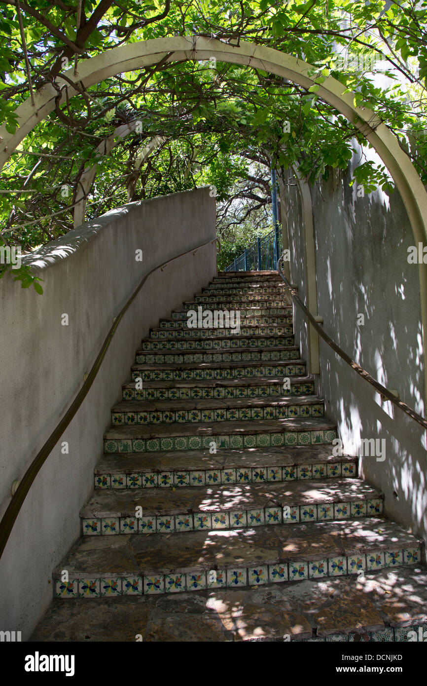 San Antonio, Texas - un escalier au San Antonio Riverwalk. Banque D'Images