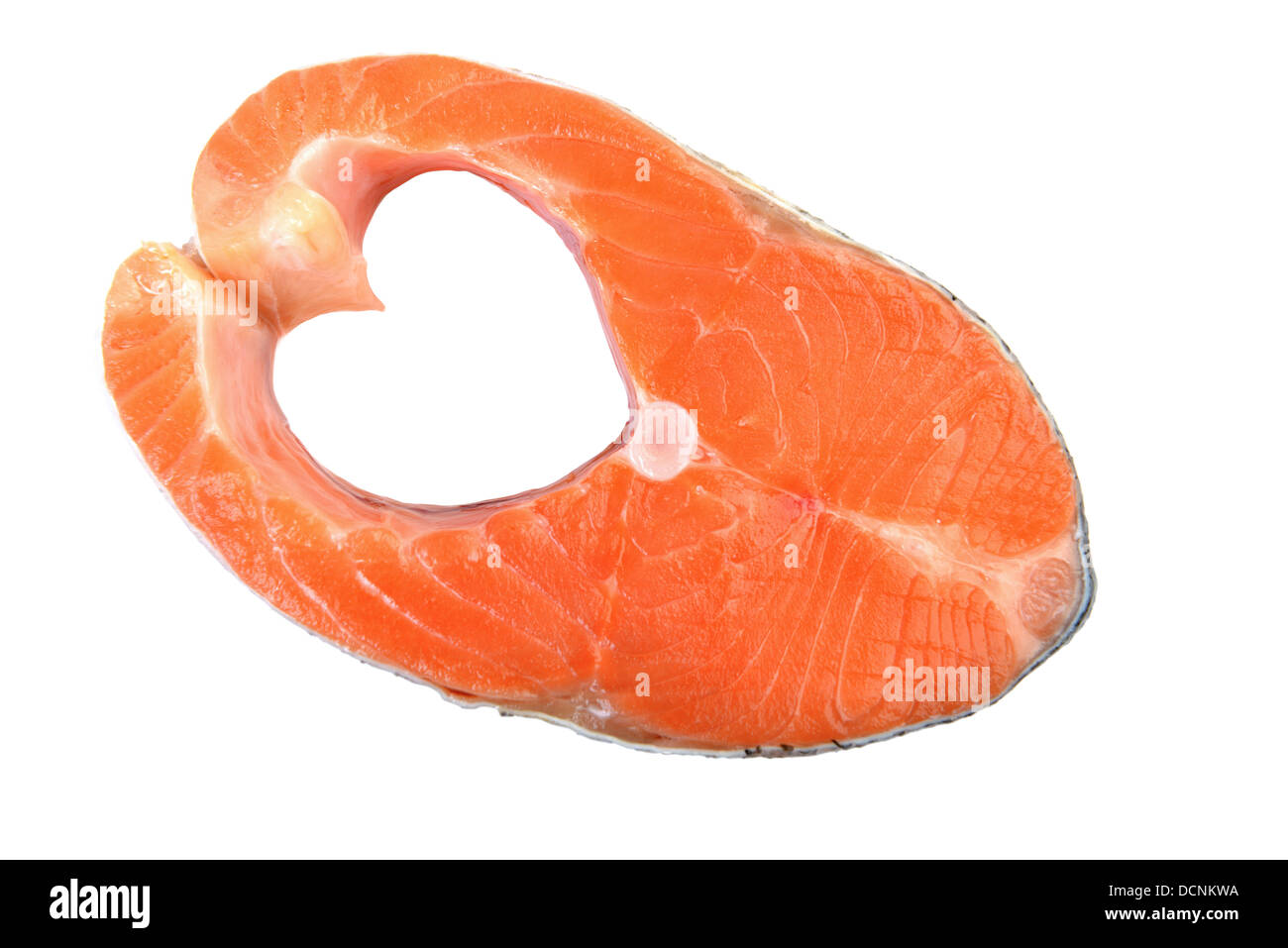Salmon isolé sur blanc avec des côtés en forme de coeur Banque D'Images