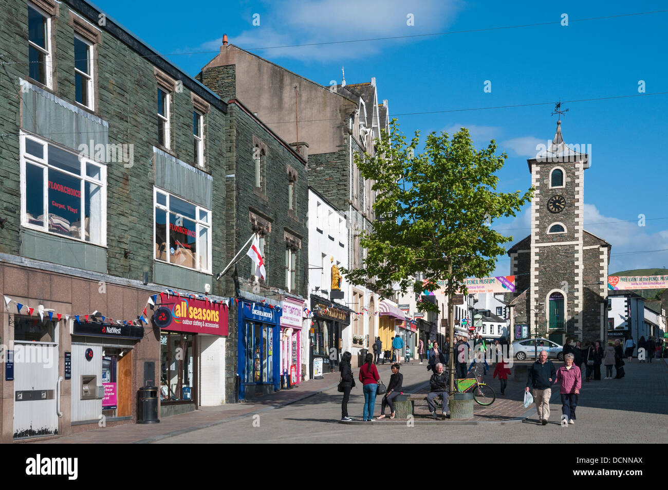 La Grande-Bretagne, l'Angleterre, Cumbria, Lake District, Keswick, du centre-ville, tour de l'horloge Banque D'Images