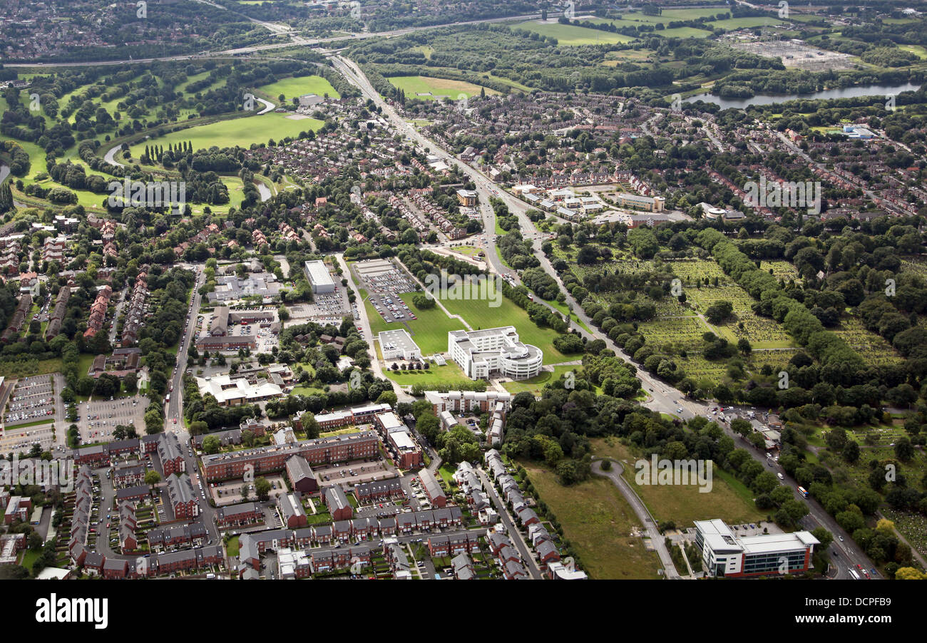 Vue aérienne de West Didsbury, Manchester à south Banque D'Images