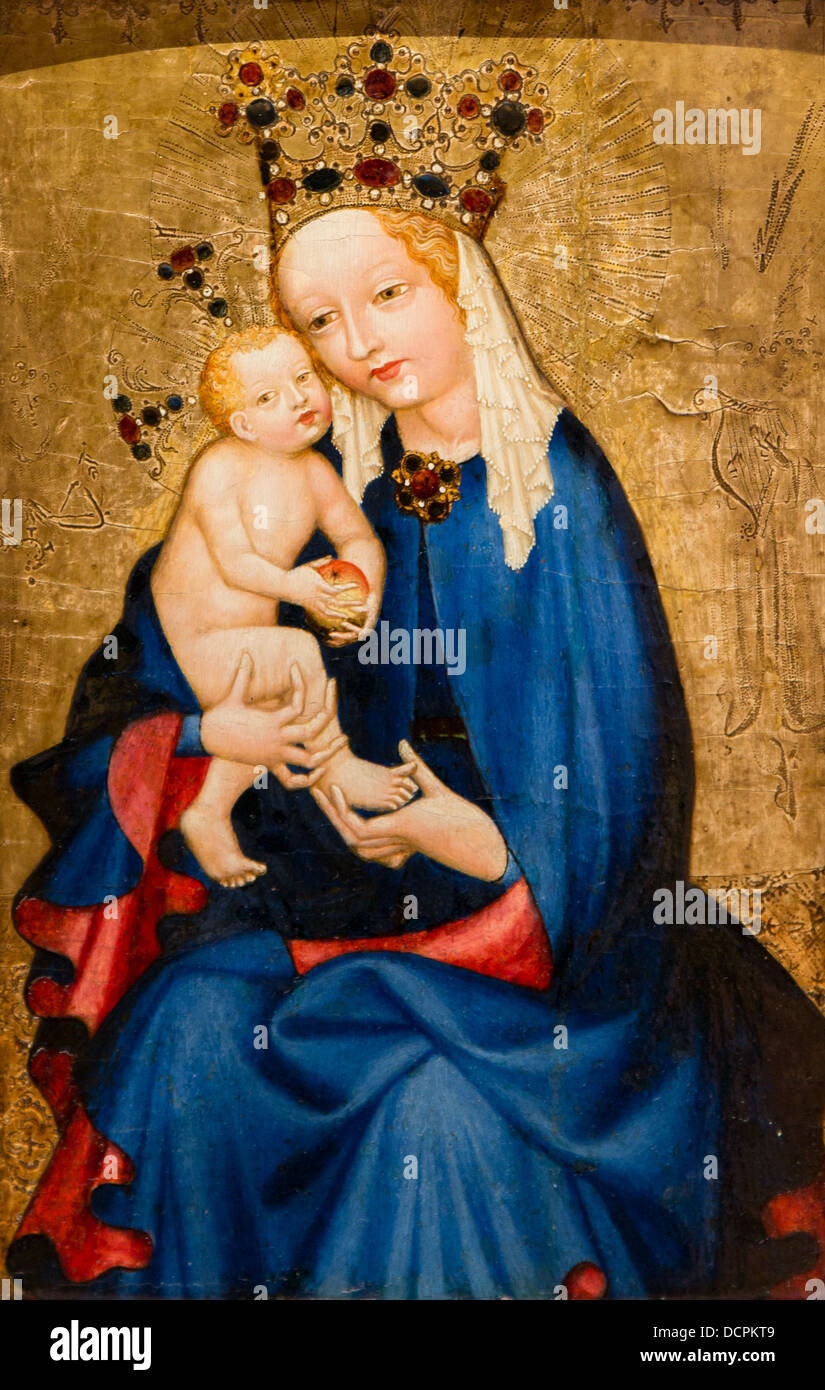 15e siècle - Vierge à l'enfant tenant une pomme, seconde moitié du 15ème siècle Philippe Sauvan-Magnet / Active Museum Banque D'Images