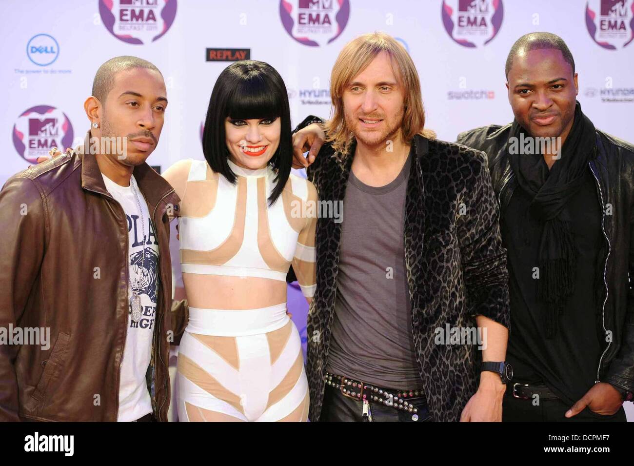 Ludacris, Jessie J, David Guetta, Taio Cruz les MTV Europe Music Awards 2011 (EMAS) tenue à l'Odyssey Arena - Arrivées Belfast, en Irlande du Nord - 06.11.11 Banque D'Images