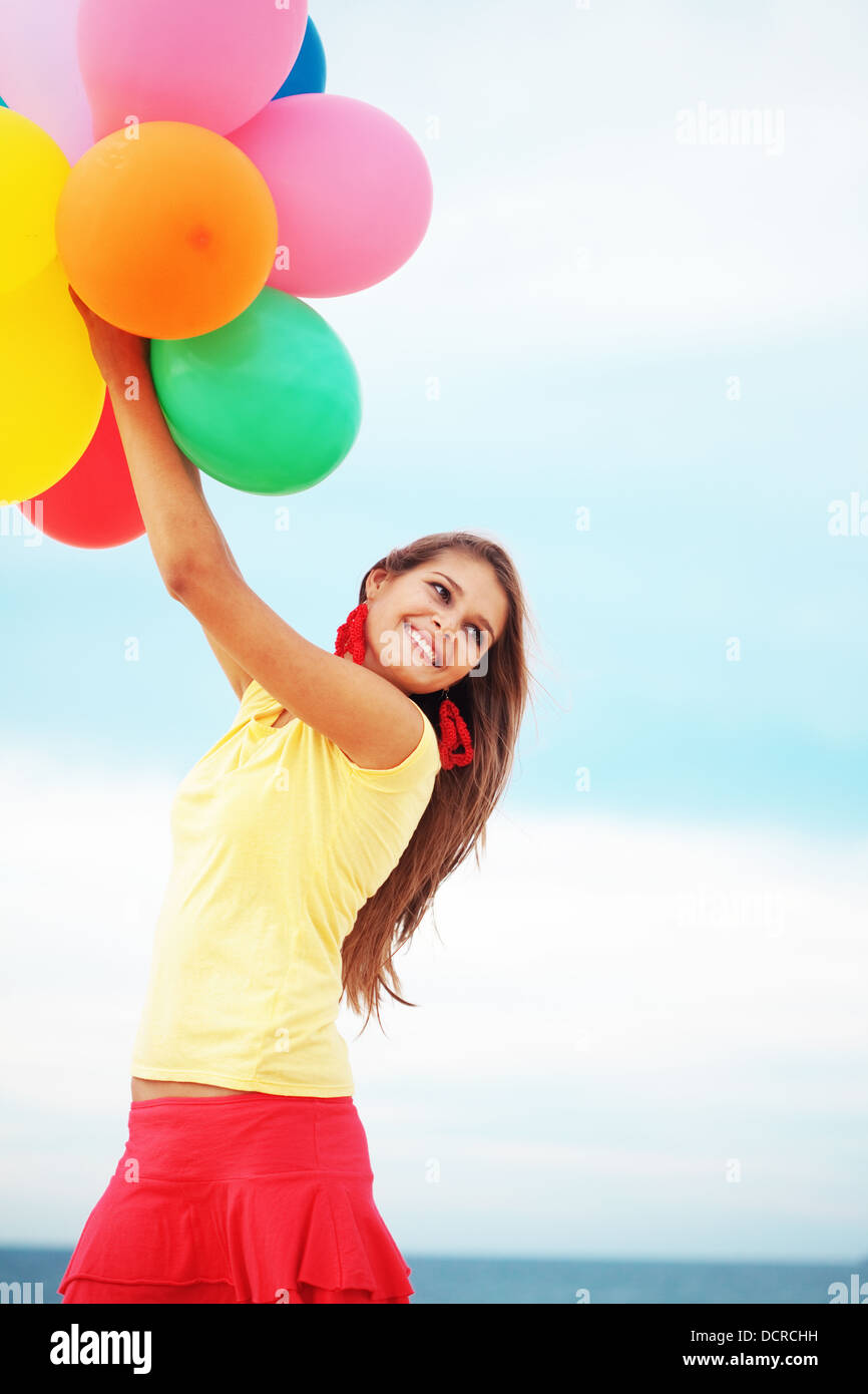 Girl with balloons Banque D'Images