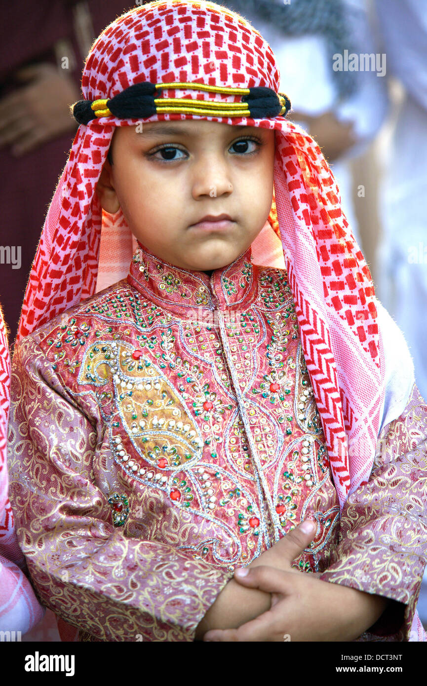 Les enfants dans le Jama Masjid Banque D'Images