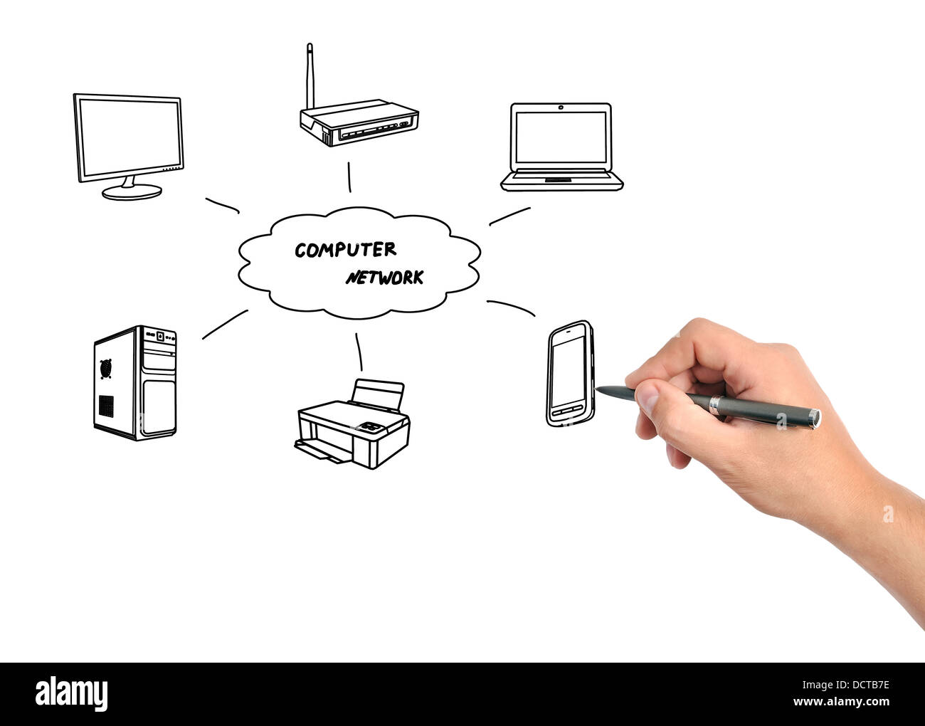 Réseau informatique dessin Banque D'Images