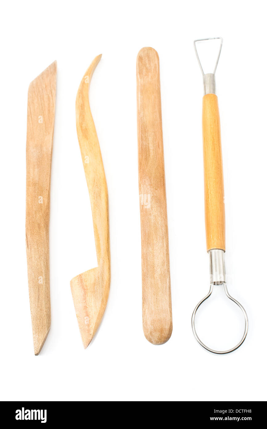 Outils de sculpture d'art et d'artisanat isolated on white Banque D'Images