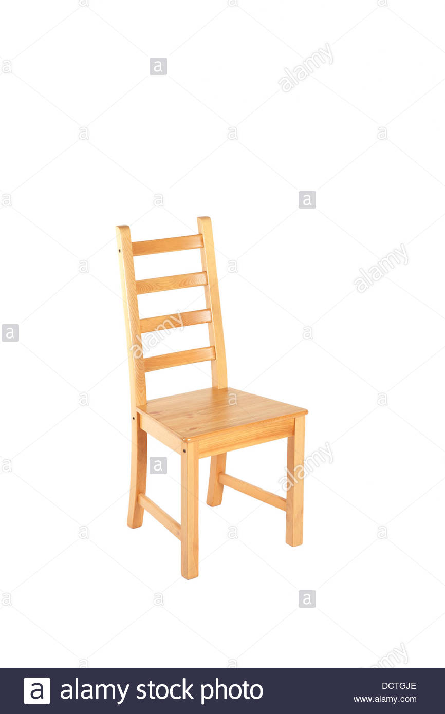 Chaise en bois isolé sur blanc Banque D'Images