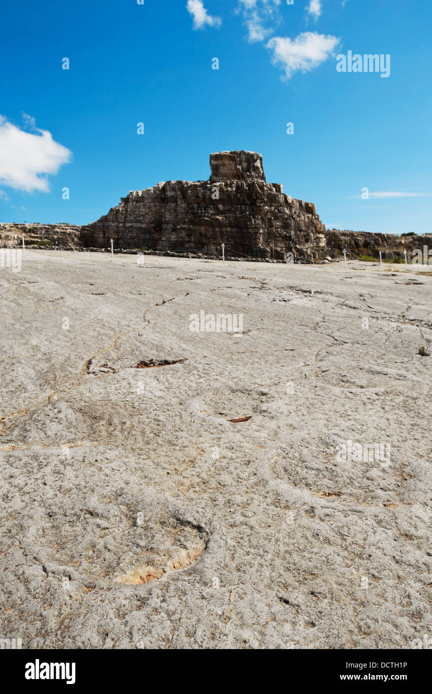 Dans Tracksite dinosaure Serras d'Aire et Candeeiros ; Parc Naturel Pedreira Do Fille, Ourem, Estremadura et Ribatejo, Portugal Banque D'Images