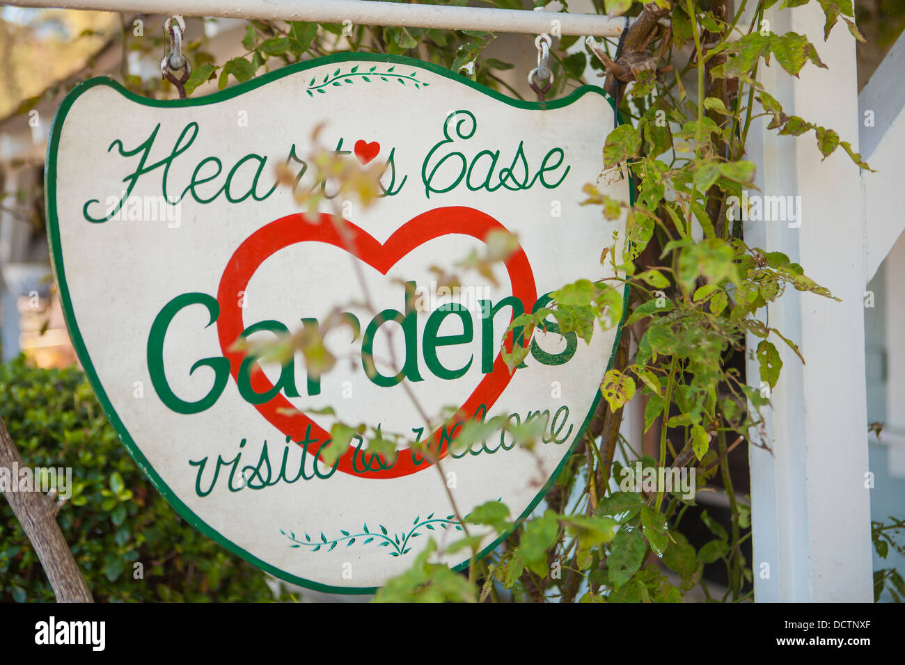 Heart's Ease Gardens signe, Cambria, Californie, États-Unis d'Amérique Banque D'Images