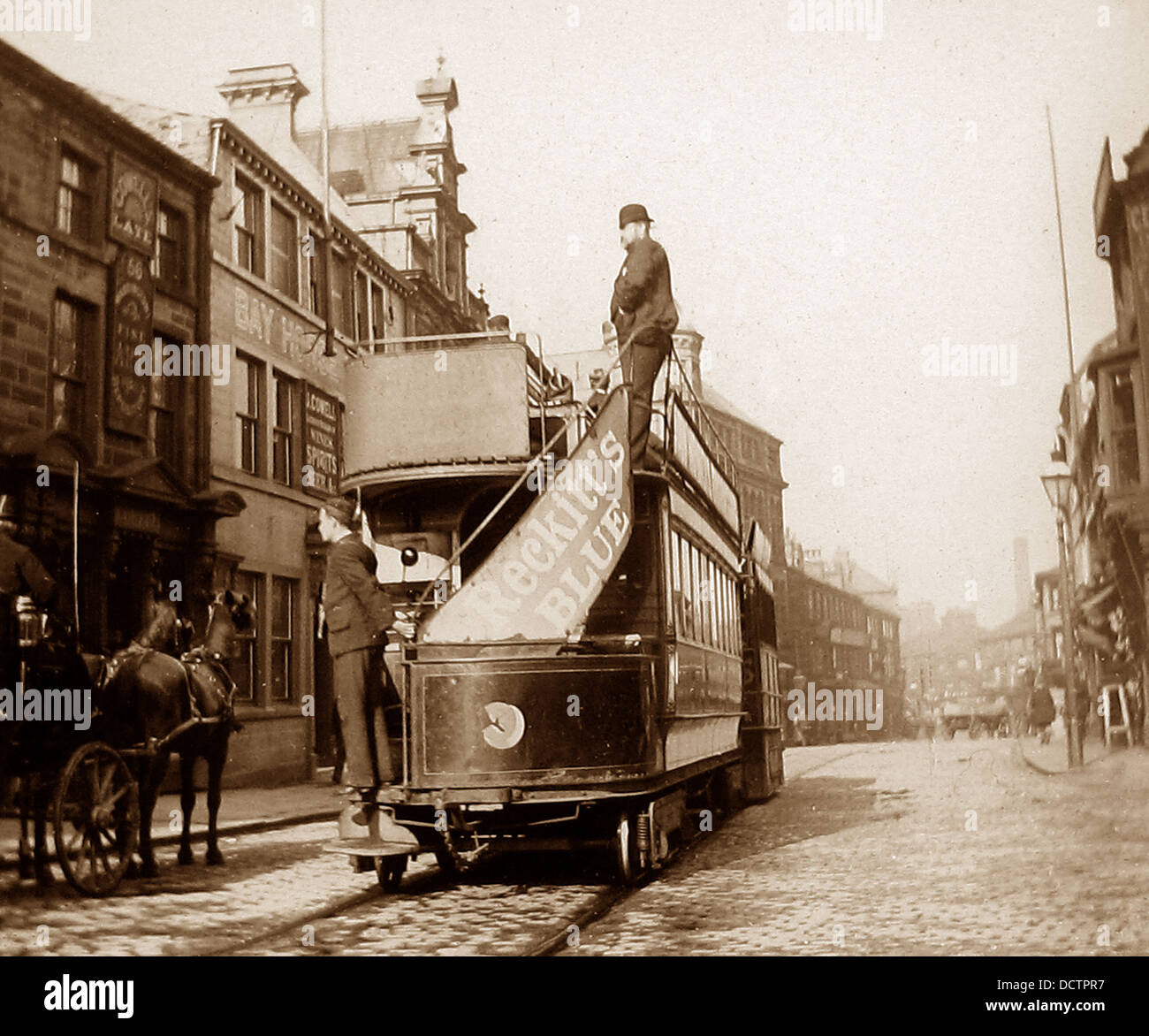 Tramway à vapeur de Burnley Old Bay Horse début des années 1900 Banque D'Images