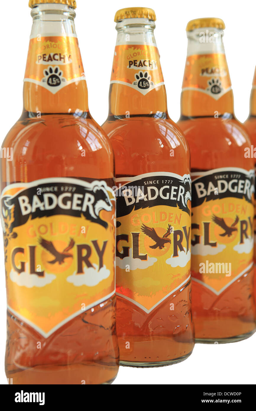 Bouteilles de bière gloire Golden Badger Banque D'Images
