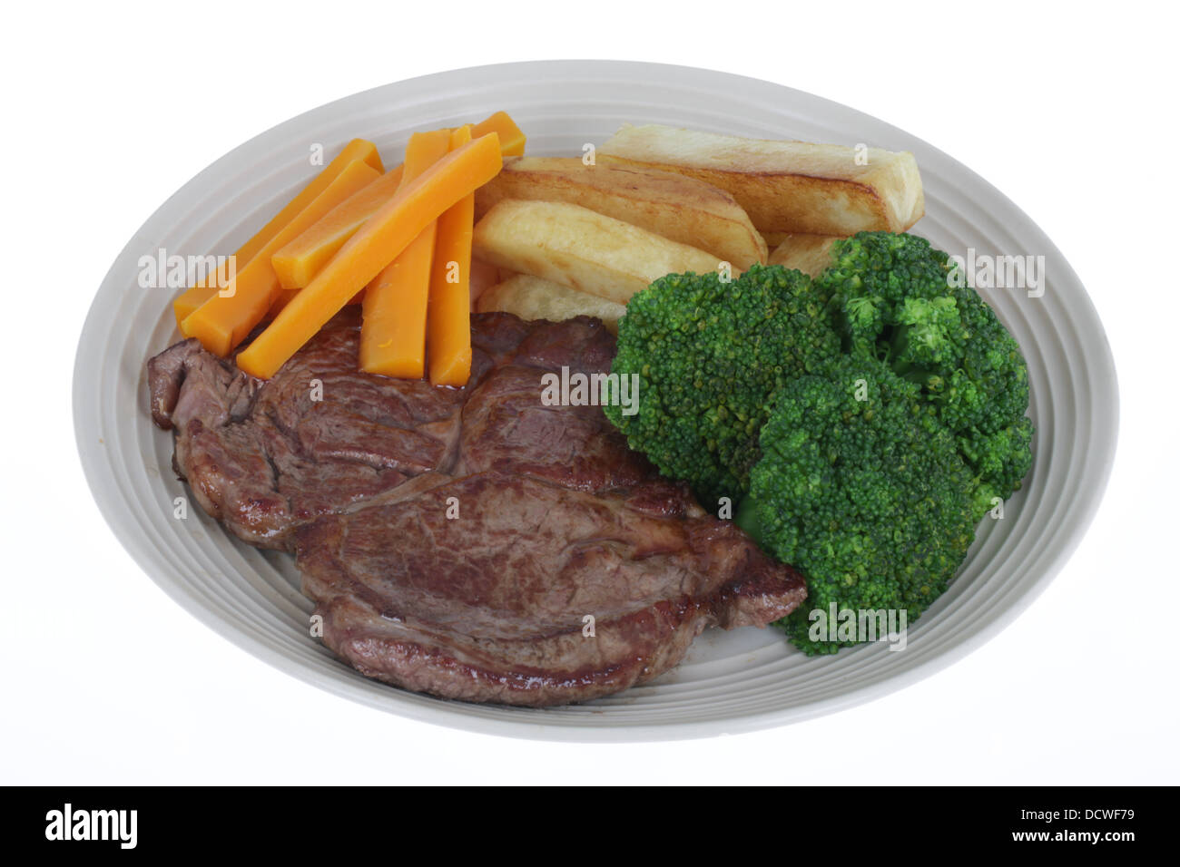 Steak frites et Légumes Banque D'Images