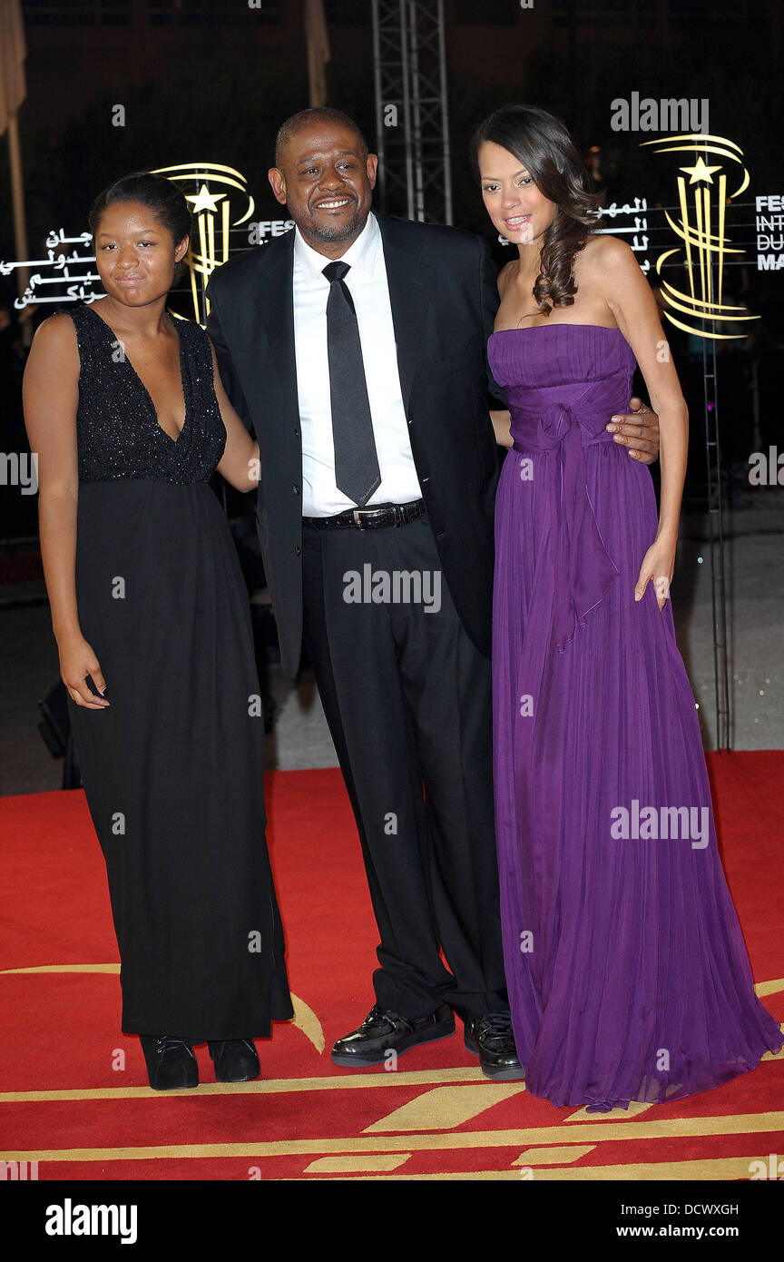 Forest Whitaker avec sa fille Sonnet Whitaker (à gauche) et sa femme Keisha  Whitaker, Festival International du Film de Marrakech 2011- Forest Whitaker  Hommage Marrakech, Maroc - 07.12.11 Photo Stock - Alamy