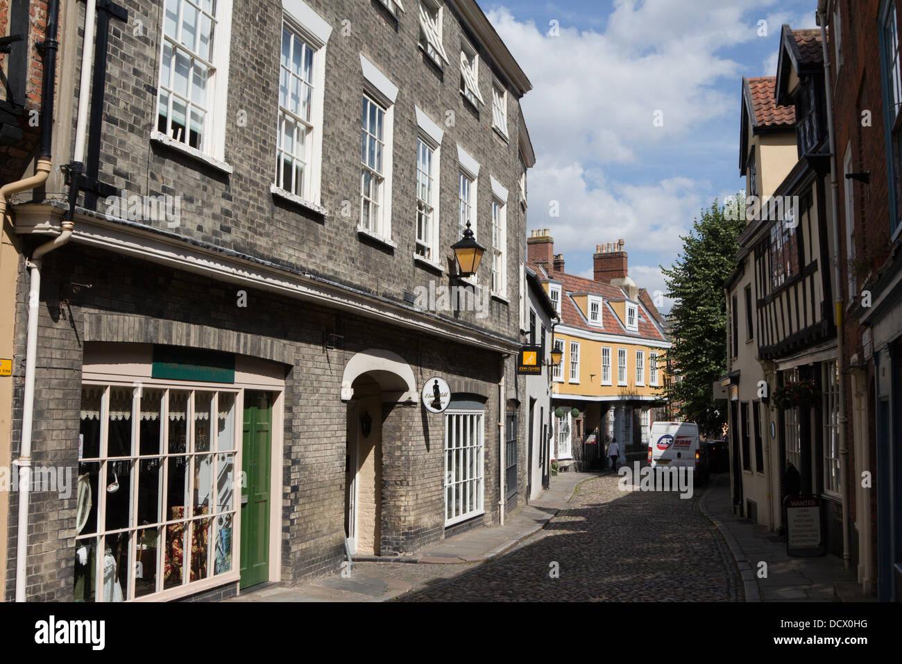 Ville de Norwich Norfolk Angleterre Elm Hill Royaume-uni Grande-Bretagne Banque D'Images