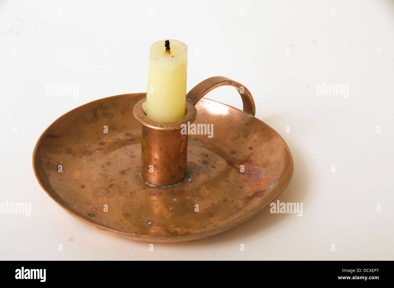 BOUGEOIR À MAIN Tempête 19°s Cuivre et Verre Chandelier déco Luminaire Ancien EUR 80,00 - FR