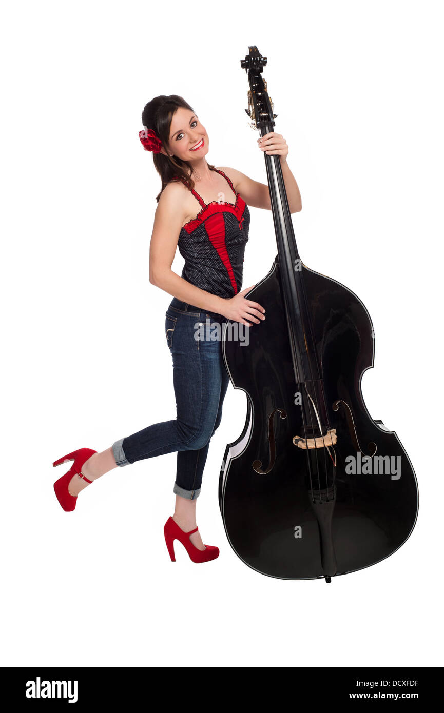 Rockabilly Girl avec contrebasse Photo Stock - Alamy