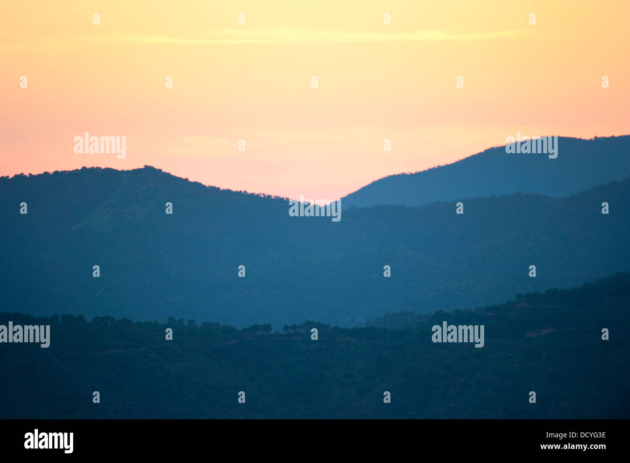 Paysage au coucher du soleil de l'Espagne Andalousie Banque D'Images