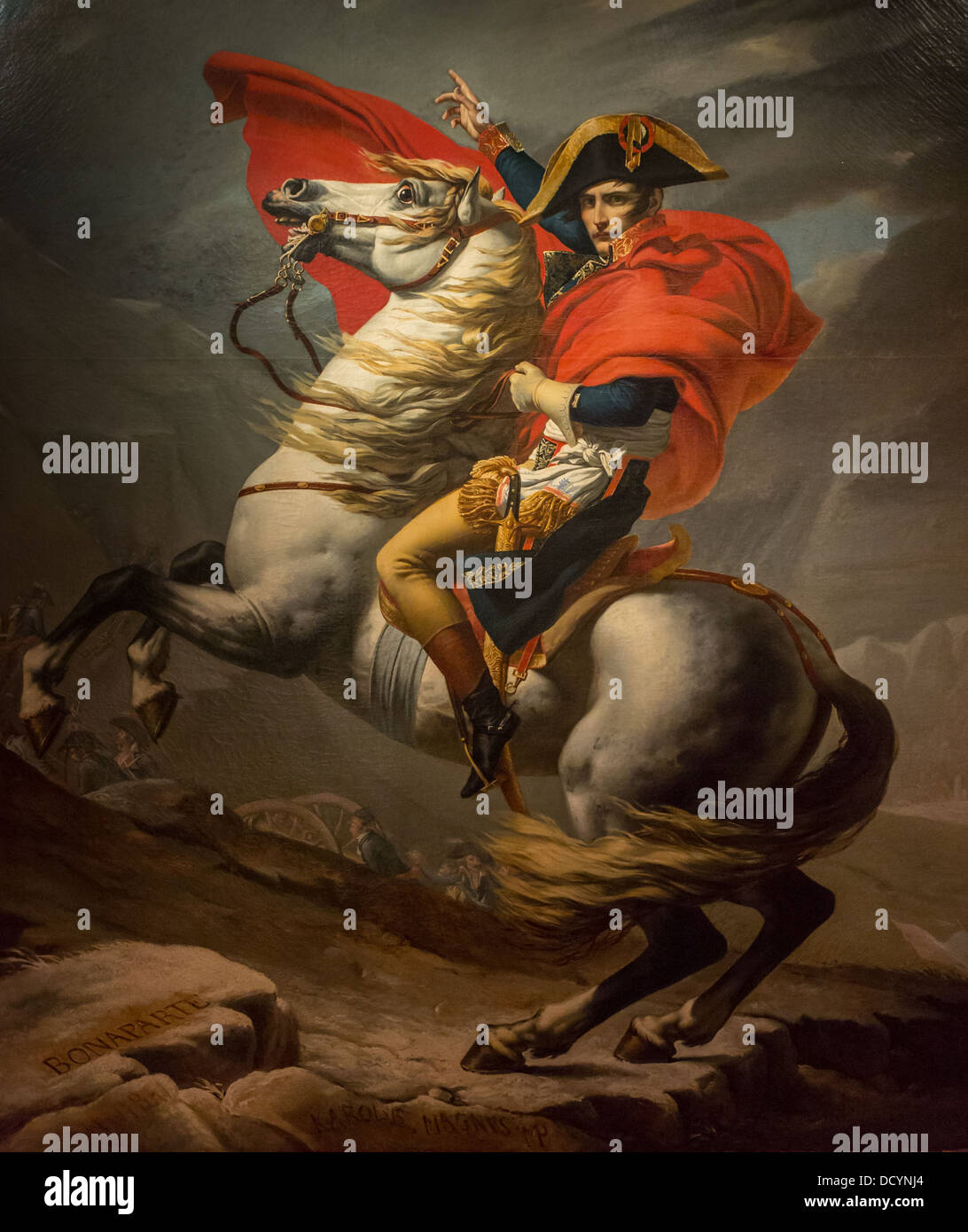 19e siècle - Napoléon Bonaparte franchissant les Alpes - Jacques-Louis David (1802) Philippe Sauvan-Magnet / Active Museum Banque D'Images