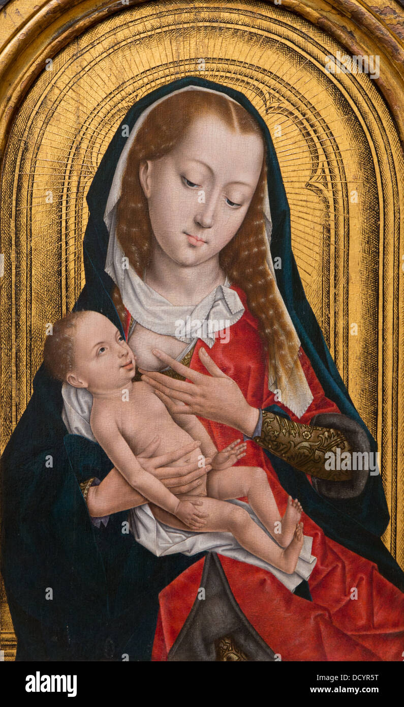 15e siècle - Vierge à l'enfant, 1475 - Maître de la légende de Saint Ursula Philippe Sauvan-Magnet / Active Museum Huile sur bois Banque D'Images