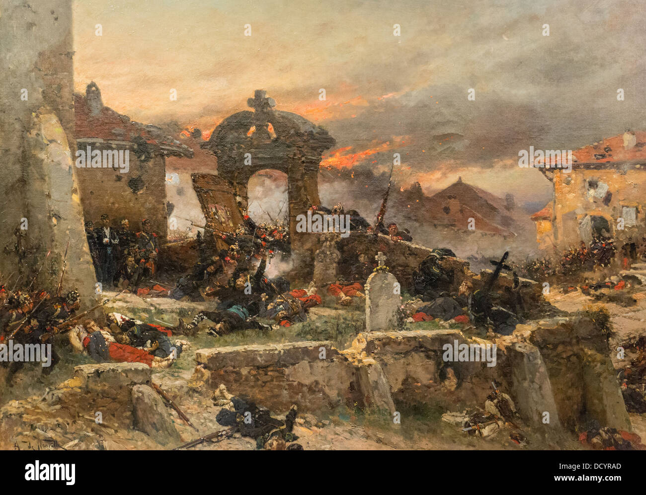 Bataille au cimetière de Saint-Privat, le 18 août 1870 - Alphonse de Neuville - Huile sur toile Banque D'Images