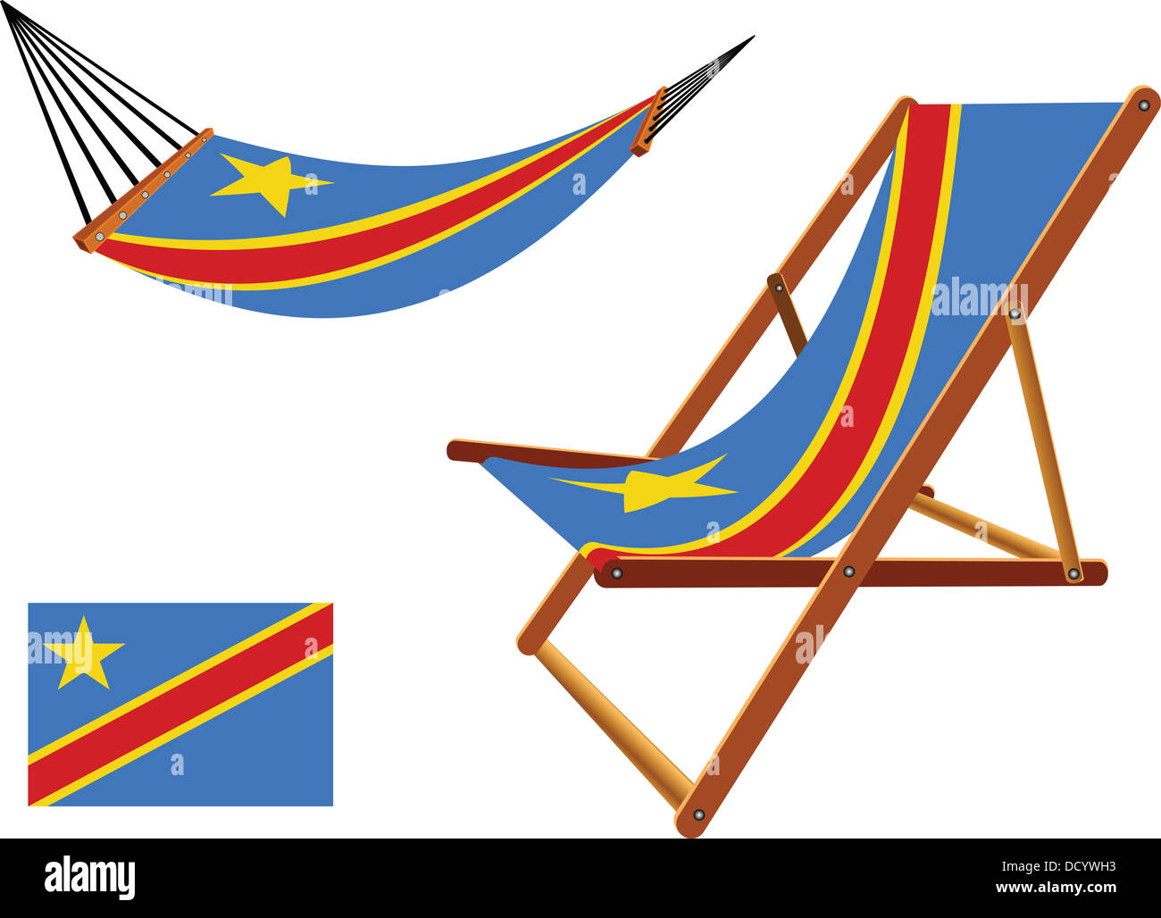 Congo hamac et chaise sur fond blanc, abstract vector art illustration Banque D'Images