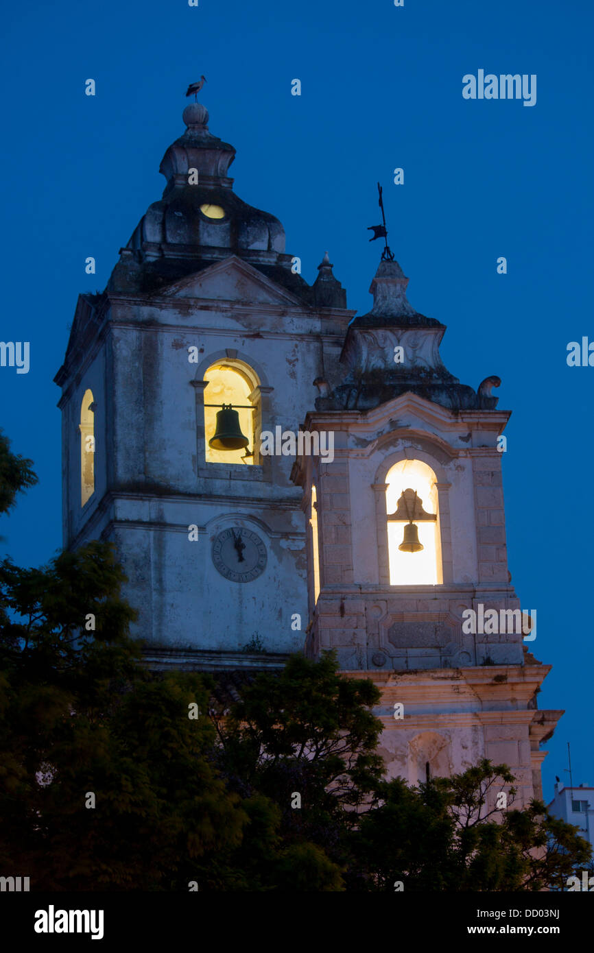 Igreja de Santo Antonio tours d'église de nuit / crépuscule / Crépuscule Lagos Algarve Portugal Banque D'Images